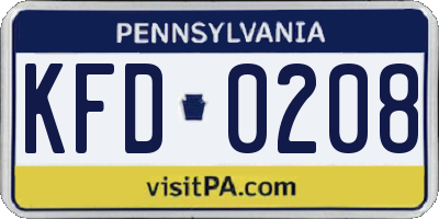 PA license plate KFD0208