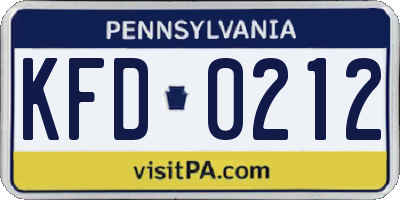 PA license plate KFD0212