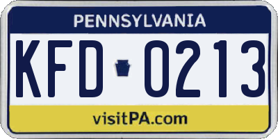 PA license plate KFD0213