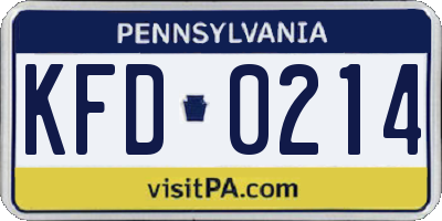 PA license plate KFD0214