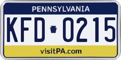 PA license plate KFD0215