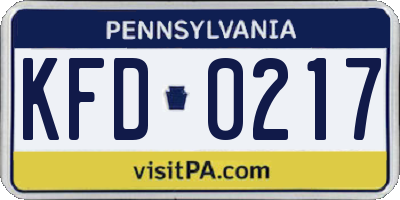 PA license plate KFD0217