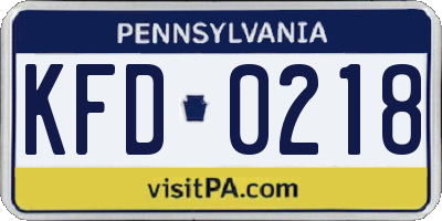 PA license plate KFD0218