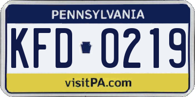 PA license plate KFD0219