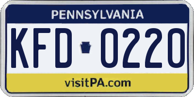 PA license plate KFD0220