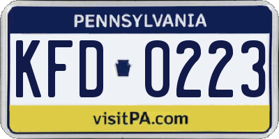 PA license plate KFD0223