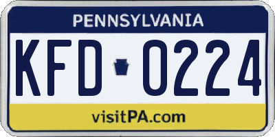 PA license plate KFD0224