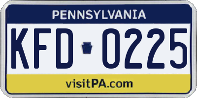 PA license plate KFD0225