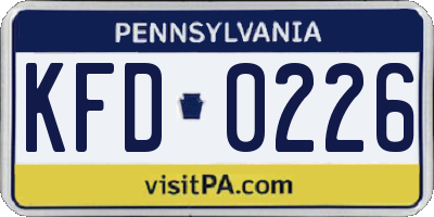 PA license plate KFD0226