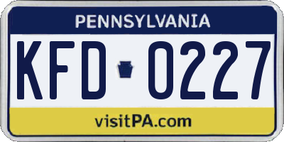 PA license plate KFD0227