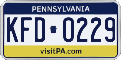 PA license plate KFD0229
