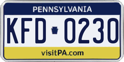 PA license plate KFD0230