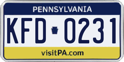 PA license plate KFD0231