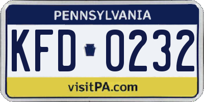 PA license plate KFD0232