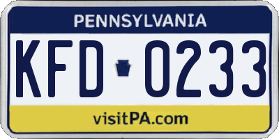 PA license plate KFD0233