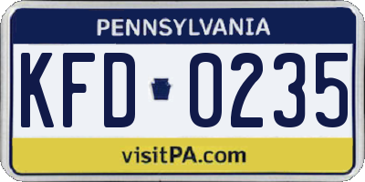 PA license plate KFD0235