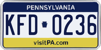 PA license plate KFD0236