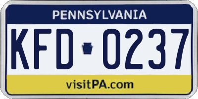 PA license plate KFD0237