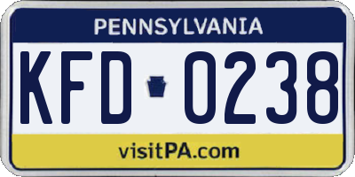 PA license plate KFD0238