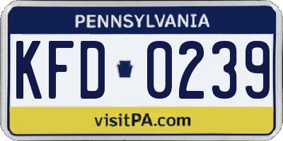 PA license plate KFD0239