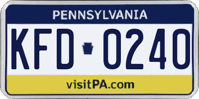 PA license plate KFD0240