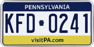 PA license plate KFD0241