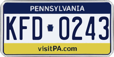 PA license plate KFD0243