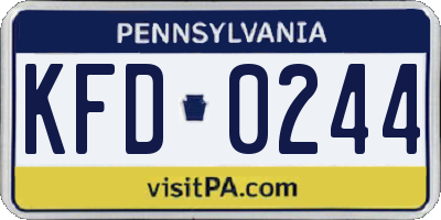 PA license plate KFD0244