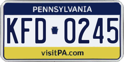 PA license plate KFD0245