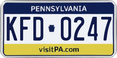PA license plate KFD0247