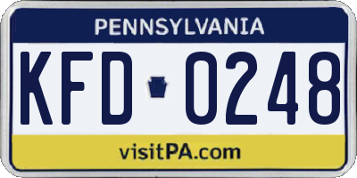 PA license plate KFD0248