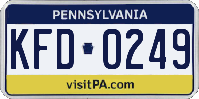 PA license plate KFD0249