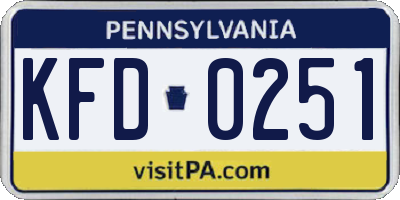 PA license plate KFD0251