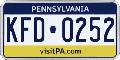 PA license plate KFD0252