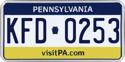PA license plate KFD0253