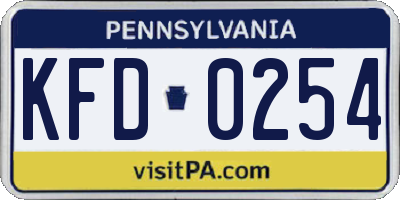 PA license plate KFD0254