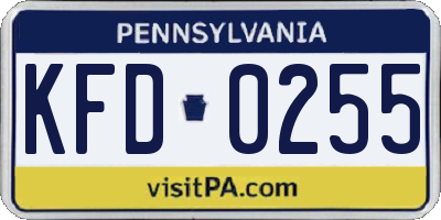 PA license plate KFD0255