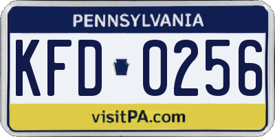 PA license plate KFD0256