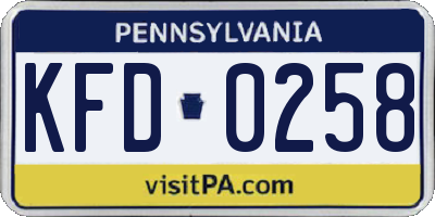 PA license plate KFD0258