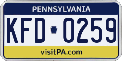 PA license plate KFD0259