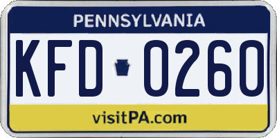 PA license plate KFD0260