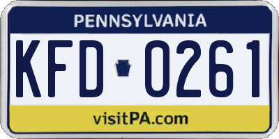 PA license plate KFD0261