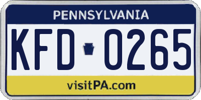 PA license plate KFD0265