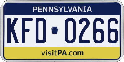 PA license plate KFD0266