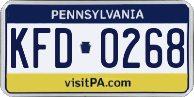 PA license plate KFD0268