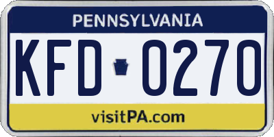 PA license plate KFD0270
