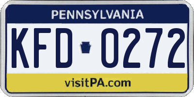 PA license plate KFD0272