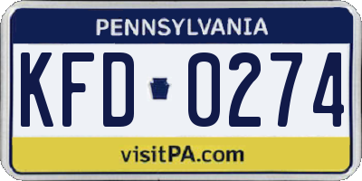 PA license plate KFD0274