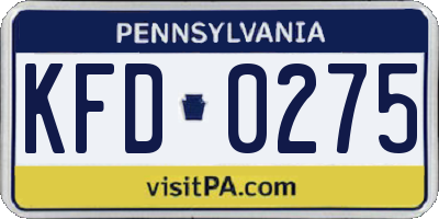 PA license plate KFD0275