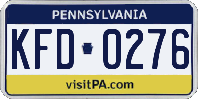 PA license plate KFD0276